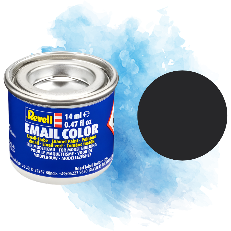 Barva Revell emailová - Matt Tar Black (matná dehtově černá; RAL9021) - 14 ml / 32106