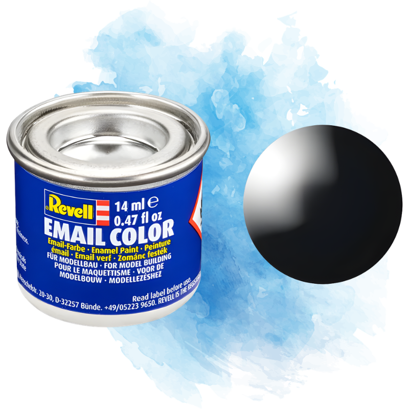 Barva Revell emailová - Gloss Black (lesklá černá; RAL9005) - 14 ml / 32107