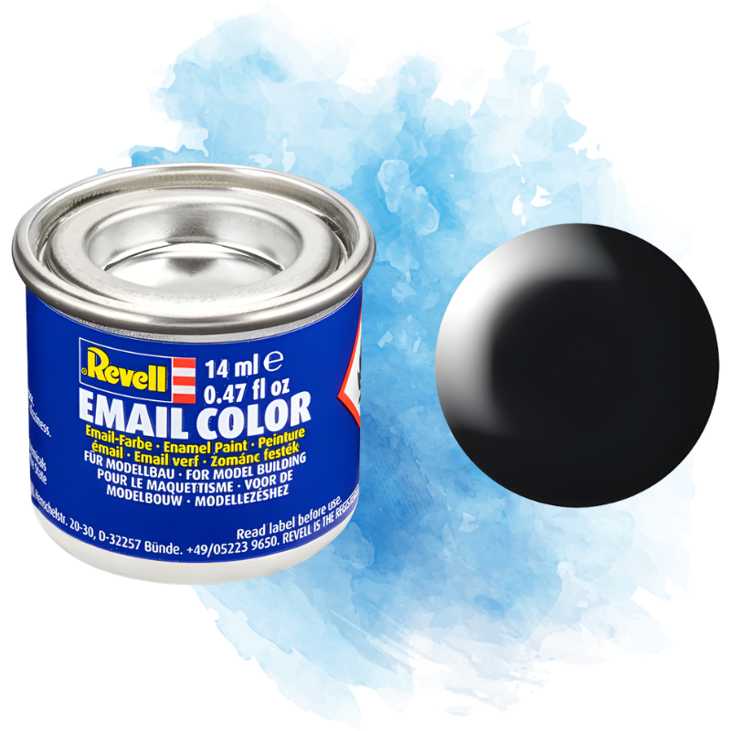 Barva Revell emailová - Silk Black (hedvábná černá; RAL9005) - 14 ml / 32302