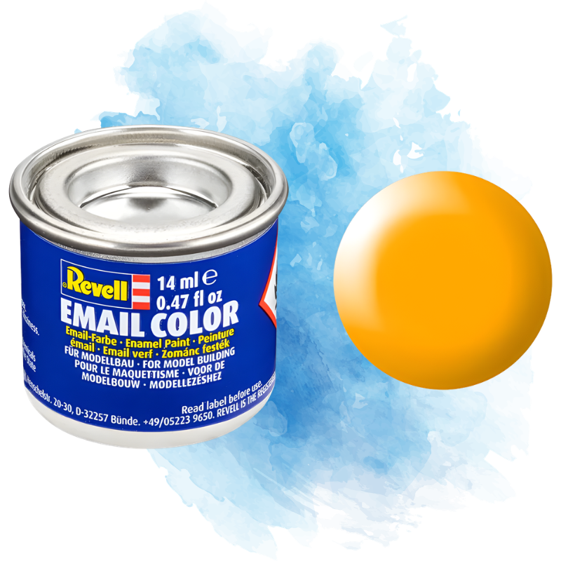 Barva Revell emailová - Silk Lufthansa Yellow (hedvábná žlutá; RAL9005) - 14 ml / 32310