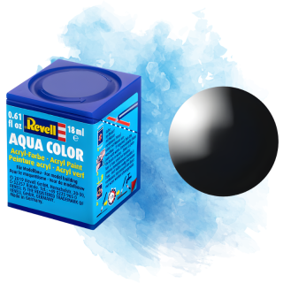 Barva Revell akrylová - Gloss Black (lesklá černá; RAL9005) - 18 ml / 36107